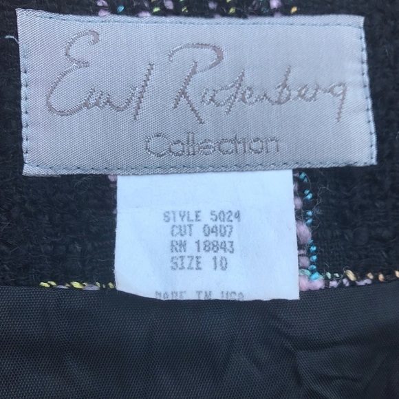 Emil Rutenberg Tweed Bouclé Knit Plaid Pencil Skirt Black Pink Luxury 10 - Picture 6 of 7